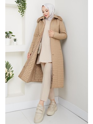 110CM Içi Velboalı Kapitone Mont