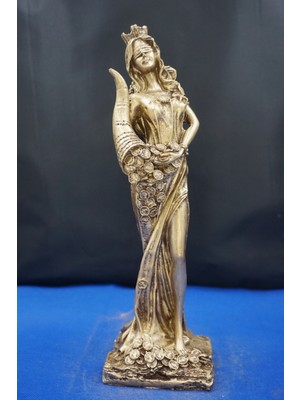 Fortuna Bereket Tanrıçası Heykeli - 28 cm Mitolojik Biblo Hediyelik Eşya Ev Dekor Altın