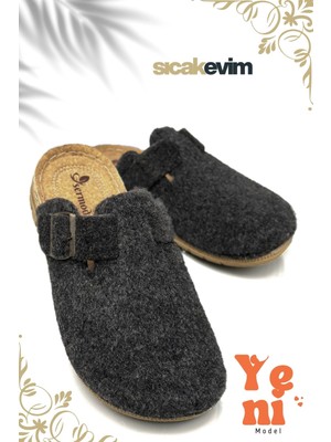 Erkek Ev Terliği  – Poli Taban Hafif Tabanlı Sıcak Tutan Halı Terliği Antrasit