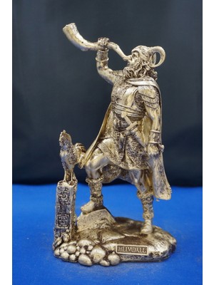 Heimdall Heykel Biblo Tasarım – 26 cm Mitolojik Obje, Hediyelik ve Ev Dekor Altın
