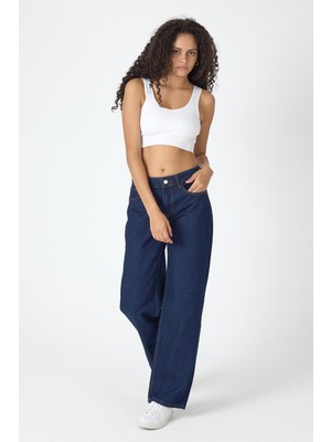 Rahat Kesim Kadın Kot Pantolon Lacivert