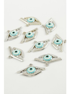 Zengezur Göz Tek Kulplu Mineli Bileklik ve Kolye Ucu Aparatı 1 Adet-Turkuaz