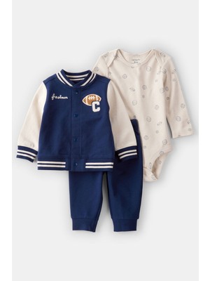 Erkek Bebek Mavi 3lü Hırkalı