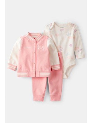 Kız Bebek Pembe 3lü Hırkalı