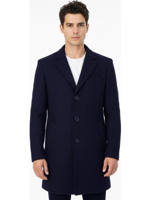 Süvari Slim Fit Sivri Yaka Erkek Koyun Yünlü Kaban