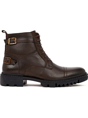 Erkek Kahverengi Bağcıklı Deri Casual Postal Bot 25WFD6201FT