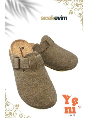 Erkek Ev Terliği  – Poli Taban Hafif Tabanlı Sıcak Tutan Halı Terliği Vizon