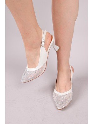 Aosta Taşlı Topuklu Ayakkabı Sedef