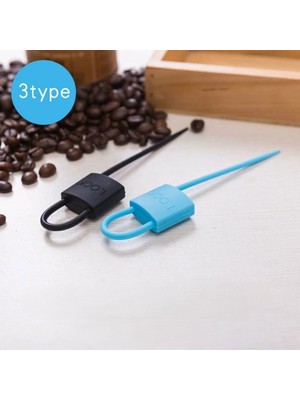 baytoptan Kilit Şeklinde Silikon Kablo ve Poşet Bağlama Aparatı (3'lü Set)