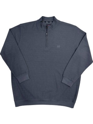 Annex Büyük Beden Erkek Fermuarlı Sweatshirt Ekstra Battal
