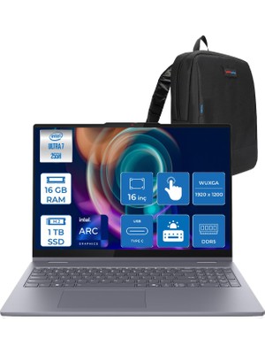 Lenovo Ideapad 5 2-In-1 16AIL10 Intel Core Ultra 7 255H Aı 16GB 1tb SSD 16" Wuxga  IPS 300NITS Intel® Arc™ 140T Freedos Dokunmatik +Digital Pen2 Taşınabilir Bil 83KS002ATRF03+ZETTAÇANTA