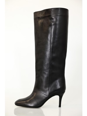 Siyah Topuklu Klasik Çizme 25357