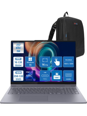 Lenovo Ideapad 5 2-In-1 16AIL10 Intel Core Ultra 7 255H Aı 16GB 256GB SSD 16" Wuxga  IPS 300NITS Intel® Arc™ 140T WIN11PRO Dokunmatik +Digital Pen2 Taşınabilir Bil 83KS002ATRP01+ZETTAÇANTA