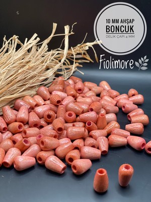 10 mm Damla Oval Ahşap Boncuk (50 Gram 83 Adet) Delik Çapı 4 mm Makrome Çanta Takı Tasarım