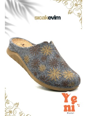 Sermoda Kadın Ev Terliği  – Poli Taban Hafif Tabanlı Sıcak Tutan Ev Terliği Gri