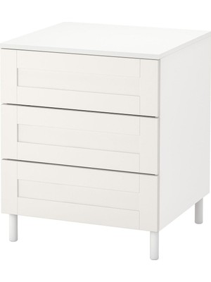 3 Çekmeceli Şifonyer, Beyaz, 60X57X73 cm