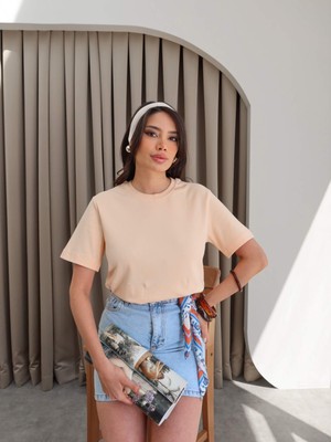 Likralı Bisiklet Yaka T-Shirt