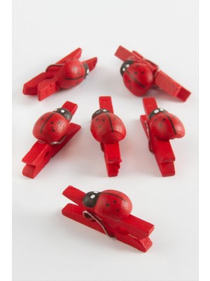 Zengezur 1 Adet Uğur Böceği Süs Mandal-Kırmızı