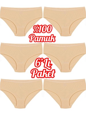 6'lı Ekonomik Paket % 100 Pamuk Çizgili Yüksek Bel Kadın Bato Külot OZT6102