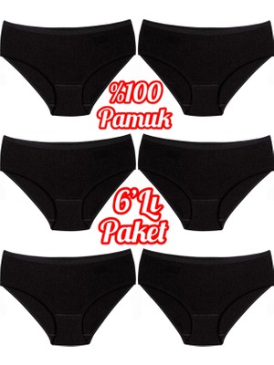 6'lı Ekonomik Paket % 100 Pamuk Çizgili Yüksek Bel Kadın Bato Külot OZT6102