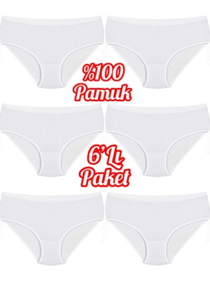 6'lı Ekonomik Paket % 100 Pamuk Çizgili Yüksek Bel Kadın Bato Külot OZT6102