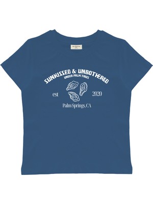 Sunkissed& & Unbothered Baskılı Baby Tee Crop Top