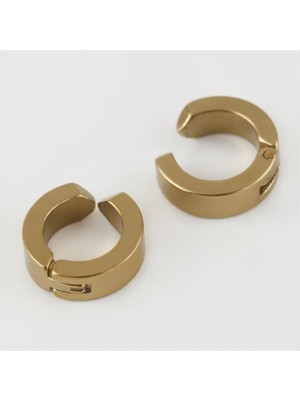 Zeroshop Mıknatıslı Çelik Erkek Küpe Kıstırmalı 2 Adet-Sarı