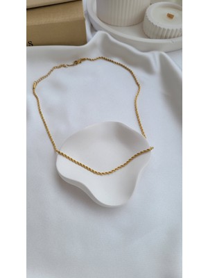 Gold Burgu Zincir Çelik Kolye Ince