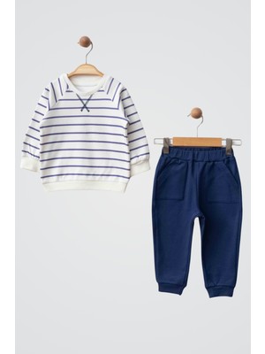 Çizgili Erkek Bebe Takım - Indigo