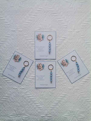 24 Adet Yeni Doğan Hastane ve 40 Mevlidi Bebek Mevlidi Dağıtmalık Mavi Anahtarlık Hediyelik