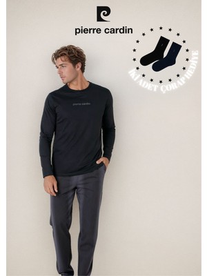 Erkek %100 Pamuk Yazı Detaylı Uzun Kol Pijama Takımı OL.PC.6095.001