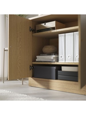 Sürgü Kapaklı Dolap, Meşe Kaplama, 82X47X201 cm