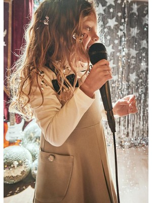 Mayoral Yakası Detaylı Badi ve Askılı Elbise Takımı - Kahverengi