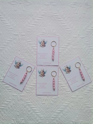 100 Adet Yeni Doğan Hastane ve 40 Mevlidi Bebek Mevlidi Dağıtmalık Pembe Anahtarlık Hediyelik