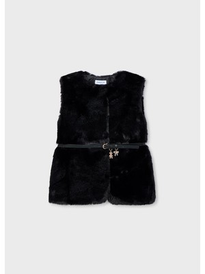Mayoral Kemerli Kürk Kız Yelek - Siyah