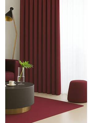 Bordo Blackout, Işık Geçirmez, Karartma Perde, Pilesiz, Lüks, Tek Kanat, Güneşlik