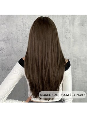 Çikolata Kahverengi Yarımay Düz Saç Postiş Uzatma 60 cm Isıya Dayanıklı