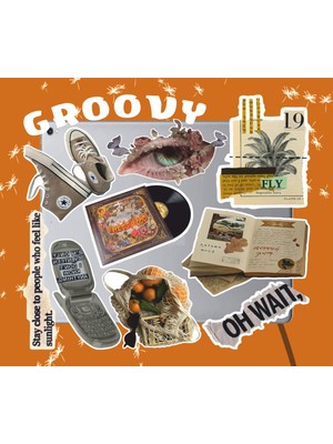Aesthetic Groovy Sticker Seti | Laptop Ajanda Notebook Tablet Telefon Defter Etiket Bullet Journal