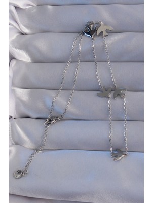 316L Çelik Gümüş Renk Kuş Model Kolye - Lisinya