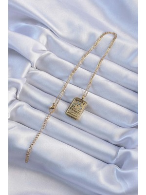 316L Çelik Zincir Eskitme Altın Renk Ay Figürlü Tarot Kolye - Lisinya