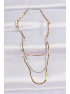 316L Çelik 3 Renkli Italyan Zincir Çoklu Kolye - Lisinya