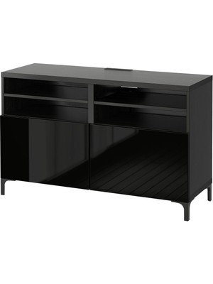 Tv Sehpası, Venge-Parlak Cila-Siyah, 120X42X74 Cm, Selsvıken