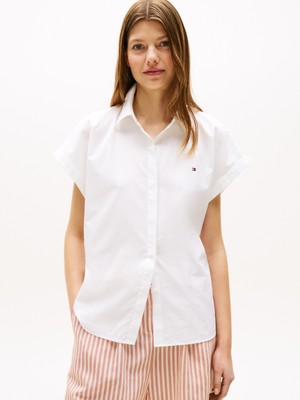 Poplın Sleeveless Relaxed Shırt Kadın Beyaz Gömlek - WW0WW45897