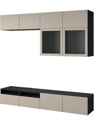 Tv Ünitesi, Venge-Açık Gri-Bej, 240X42X231 Cm, Lappvıken/sındvık, Çıt Çıt Raylı