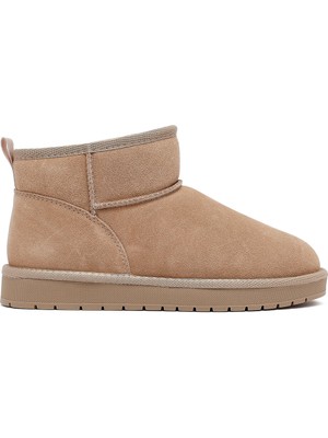 Kadın Bej Kürklü Süet Deri Teddy Bot 25WFD478210