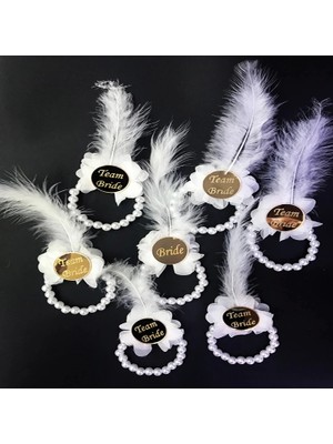 Incili Nedime Bilekliği Altın Renk Pleksili Beyaz Otrişli 10 Adet