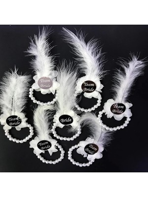 Incili Nedime Bilekliği Gümüş Renk Pleksili Beyaz Otrişli 10 Adet