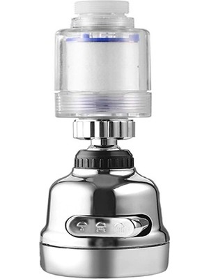 Filtreli Krom 3 Fonksiyonlu  Oynar Musluk Başlığı - 360 Derece Dönebilen