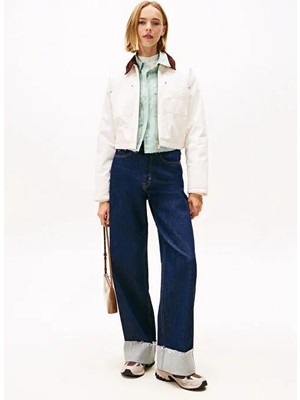 Tommy Hilfiger Tjw Dolgulu Kısa Koç Kadın Beyaz Ceket DW0DW21665YBH