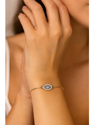 Altın Renk Mekik Göz Asansör Çelik Bileklik - 3589